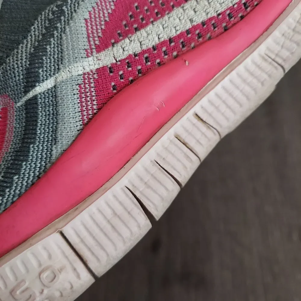 Nike Free Flyknit 5 Running Shoes, Grey Pink Foil 9.5